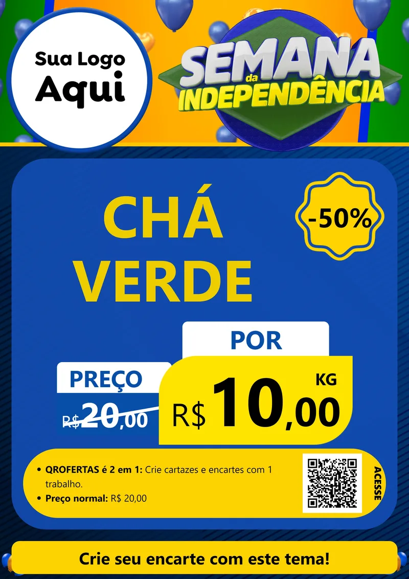 Modelo de Cartaz para Cartaz A4 Vertical com o tema Semana da Independência para Produtos Naturais
