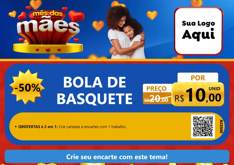 Modelo de Cartaz para Cartaz A4 Horizontal com o tema Mês das Mães para Artigos Esportivos