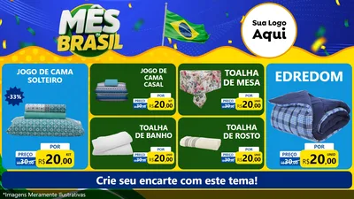 Modelo de TV para TV Horizontal com o tema Mês do Brasil para Cama, Mesa e Banho