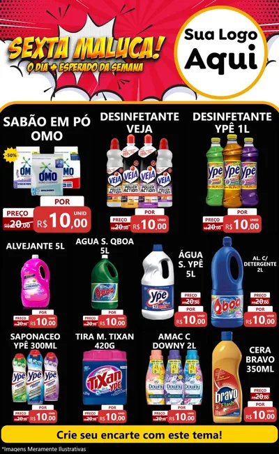 Modelo de Encarte para Encarte Grande com o tema Sexta Maluca! para Produtos de Limpeza