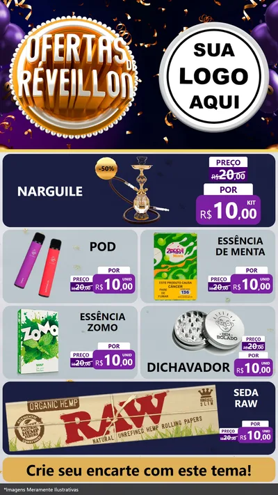 Modelo de TV para TV Vertical com o tema Ofertas de Réveillon para Tabacaria
