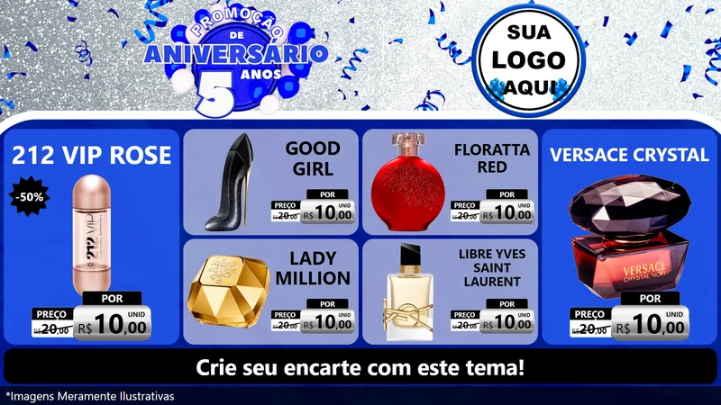 Modelo de TV para TV Horizontal com o tema Promoção de Aniversário - 5 Anos para Perfumes