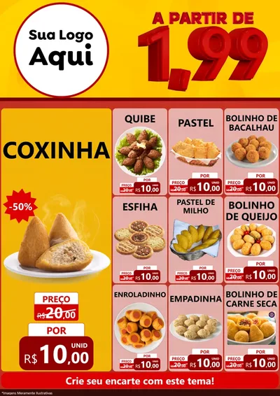 Modelo de Encarte para Encarte A4 Vertical com o tema A Partir de Um e Noventa e Nove - 1,99 para Salgadaria