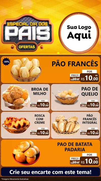 Modelo de TV para TV Vertical com o tema Especial Dia dos Pais para Padaria