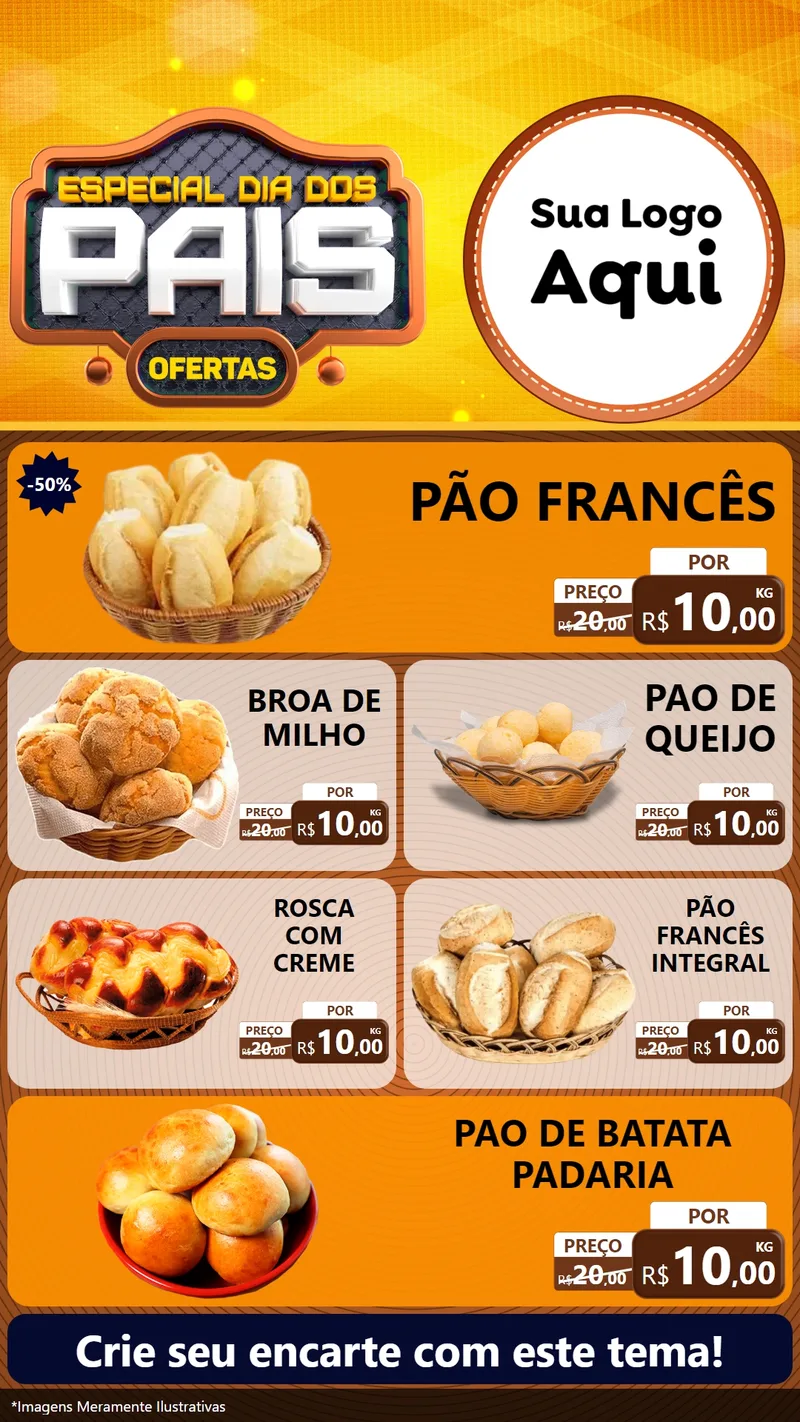 Modelo de TV para TV Vertical com o tema Especial Dia dos Pais para Padaria