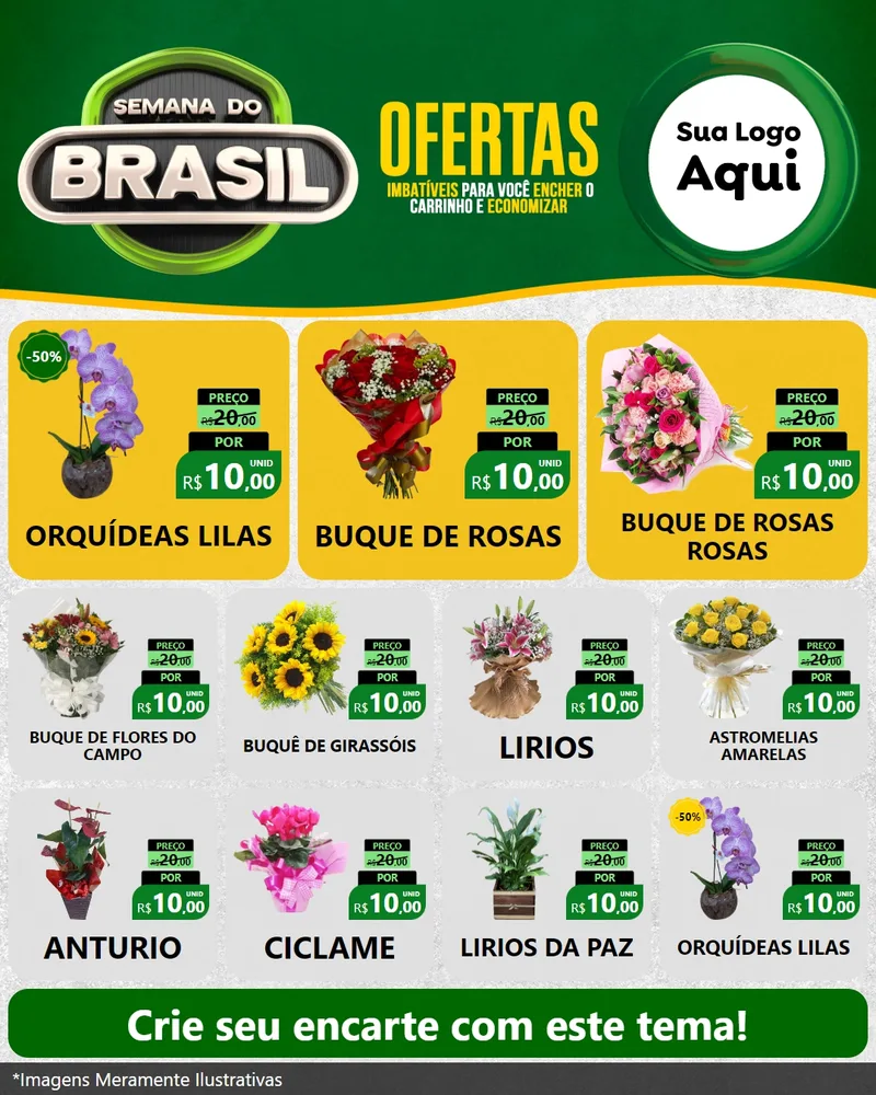 Modelo de Rede Social para Feed Instagram com o tema Semana do Brasil para Floricultura e jardim