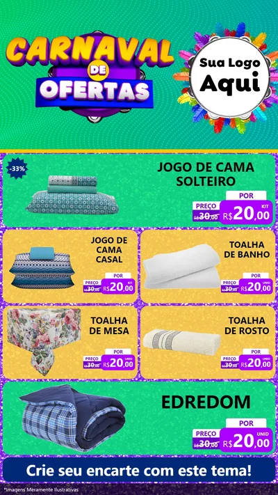 Modelo de TV para TV Vertical com o tema Carnaval de Ofertas para Cama, Mesa e Banho