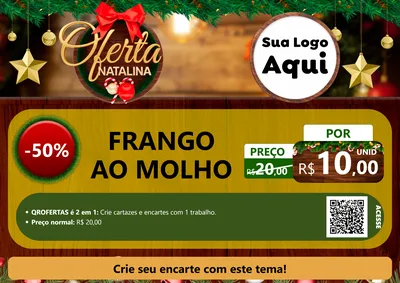 Modelo de Cartaz para Cartaz A4 Horizontal com o tema Ofertas Natalina para Restaurante