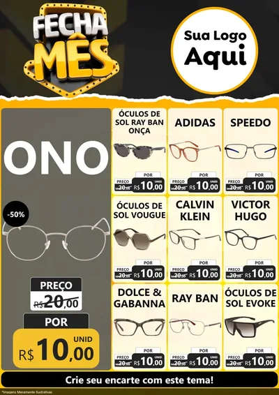 Modelo de Encarte para Encarte A4 Vertical com o tema Fecha Mês para Óticas