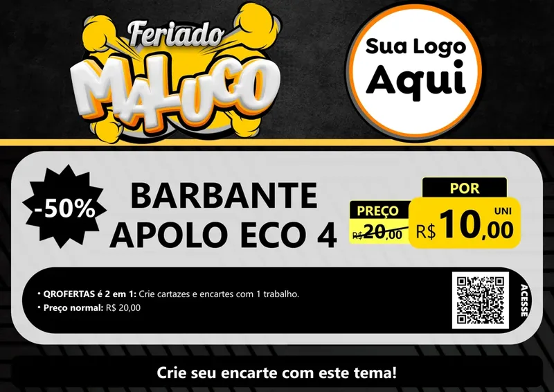 Modelo de Cartaz para Cartaz A4 Horizontal com o tema Feriado Maluco para Armarinho e Aviamentos