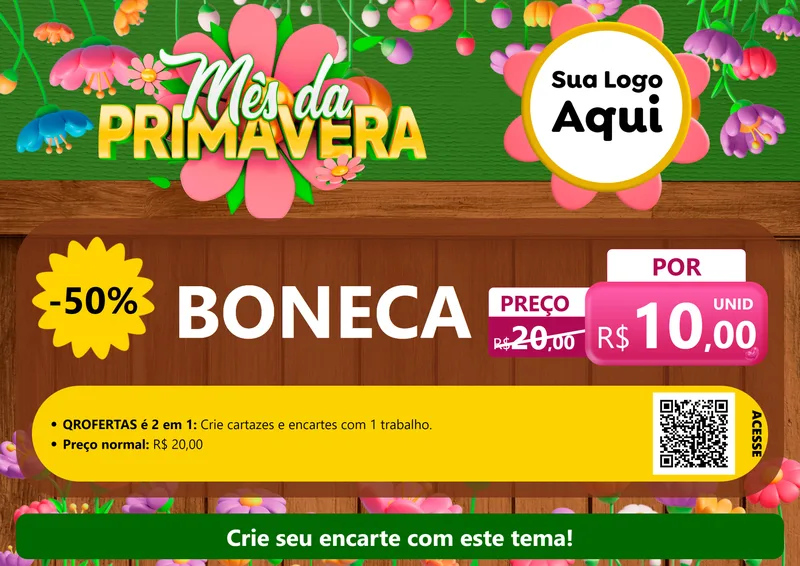 Modelo de Cartaz para Cartaz A4 Horizontal com o tema Mês da Primavera para Brinquedos