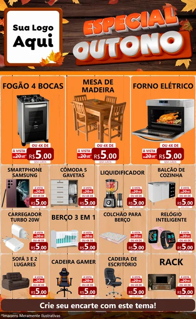 Modelo de Encarte para Encarte Grande com o tema Especial Outono para Móveis e Eletro