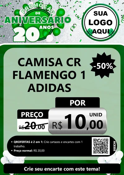 Modelo de Cartaz para Cartaz A4 Vertical com o tema Promoção de Aniversário - 20 Anos para Roupas e acessórios
