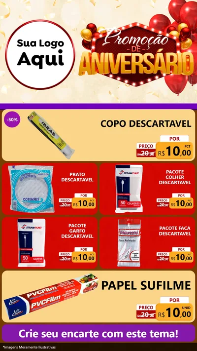 Modelo de TV para TV Vertical com o tema Promoção de Aniversário para Embalagens