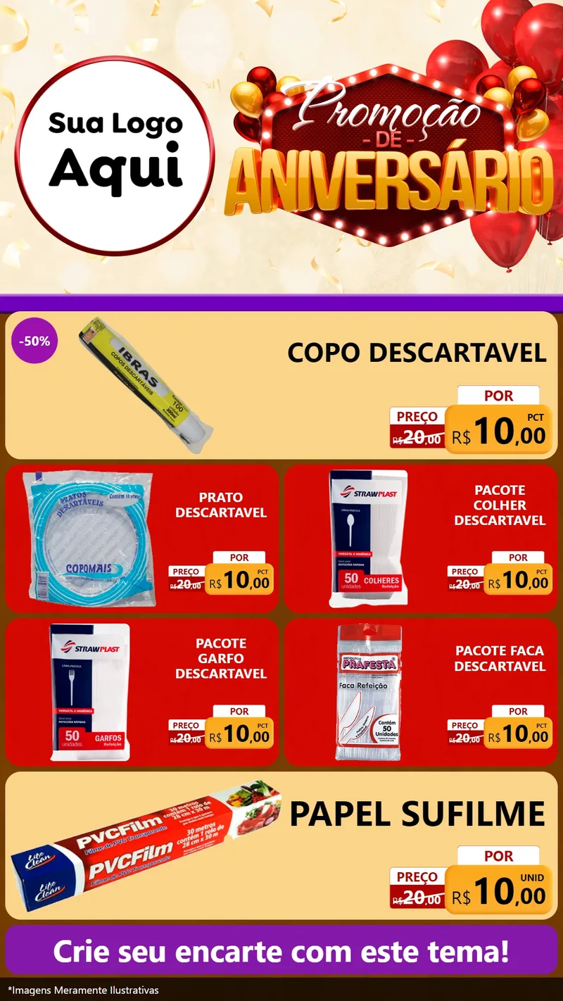 Modelo de TV para TV Vertical com o tema Promoção de Aniversário para Embalagens