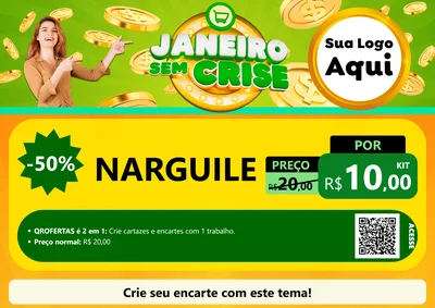 Modelo de Cartaz para Cartaz A4 Horizontal com o tema Janeiro Sem Crise para Tabacaria