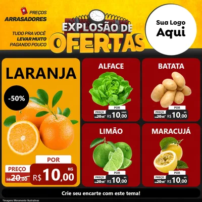 Modelo de Rede Social para Feed Facebook com o tema Explosão de Ofertas para Hortifrúti