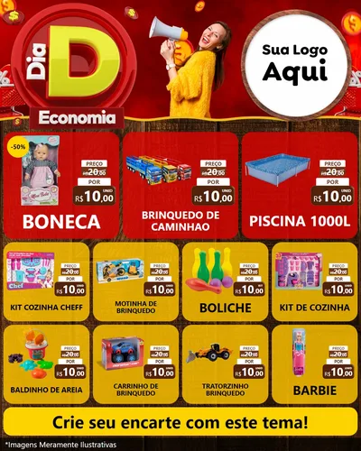 Modelo de Rede Social para Feed Instagram com o tema Dia D Economia para Brinquedos
