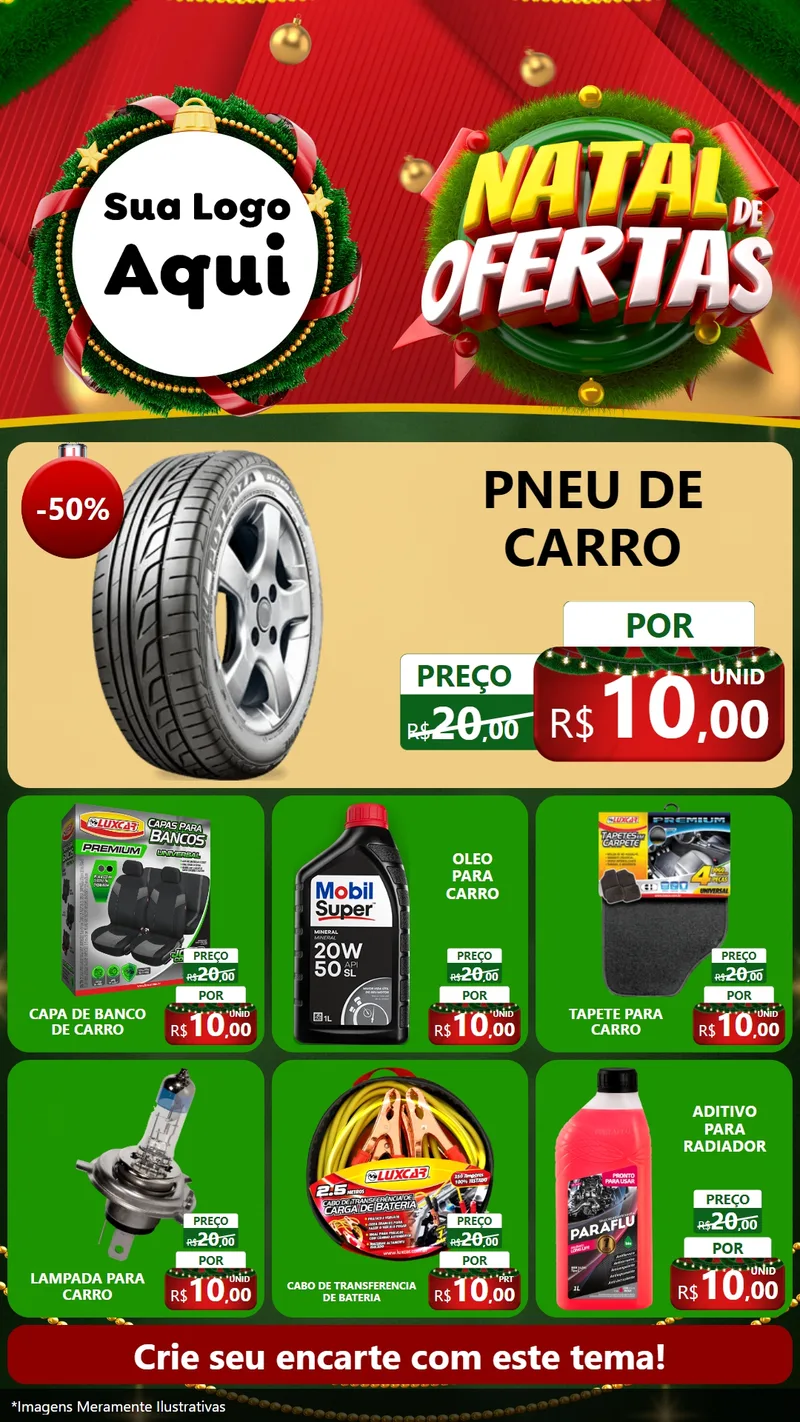 Modelo de Rede Social para Stories com o tema Natal de Ofertas para Auto peças