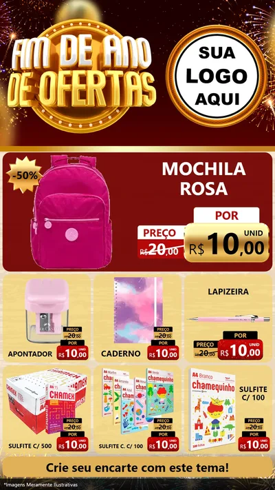 Modelo de Rede Social para Stories com o tema Fim de Ano de Ofertas para Papelaria