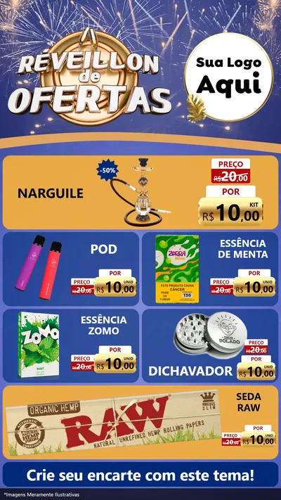 Modelo de TV para TV Vertical com o tema Réveillon de Ofertas para Tabacaria