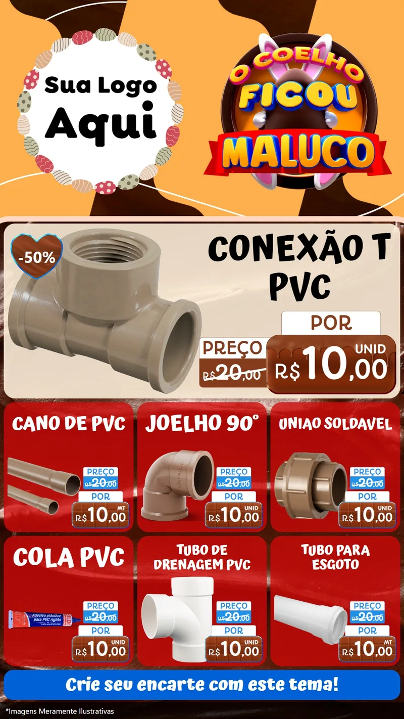 Modelo de Rede Social para Stories com o tema O Coelho Ficou Maluco - Páscoa para Tubos e conexões
