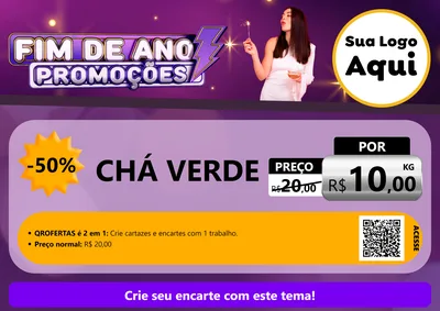 Modelo de Cartaz para Cartaz A4 Horizontal com o tema Fim de Ano Promoções para Produtos Naturais