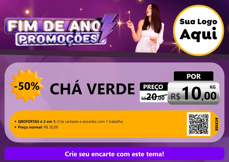 Modelo de Cartaz para Cartaz A4 Horizontal com o tema Fim de Ano Promoções para Produtos Naturais
