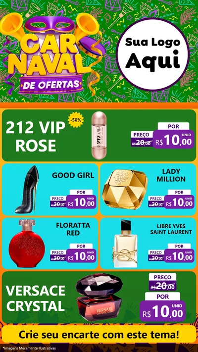 Modelo de TV para TV Vertical com o tema Carnaval de Ofertas para Perfumes