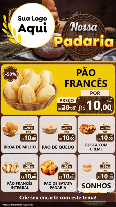 Modelo de Rede Social para Stories com o tema Nossa Padaria para Padaria