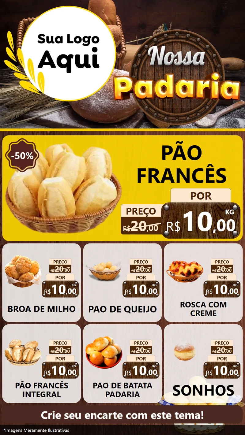 Modelo de Rede Social para Stories com o tema Nossa Padaria para Padaria