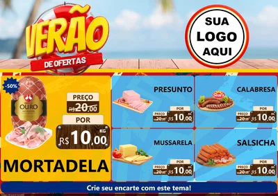 Modelo de Encarte para Encarte A4 Horizontal com o tema Verão de Ofertas para Frios e Laticínios