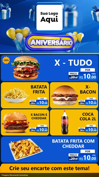 Modelo de TV para TV Vertical com o tema Aniversário para Hamburgueria