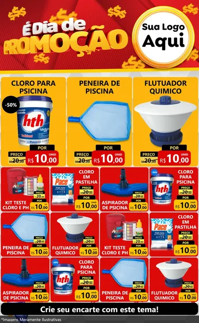 Modelo de Encarte para Encarte Grande com o tema É Dia De Promoção para Produtos para Piscina