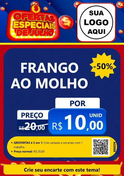 Modelo de Cartaz para Cartaz A4 Vertical com o tema Ofertas Especiais de Julho para Restaurante