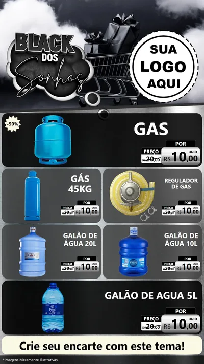 Modelo de TV para TV Vertical com o tema Black dos Sonhos para Água e gás