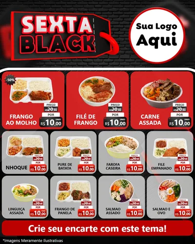 Modelo de Rede Social para Feed Instagram com o tema Sexta Black para Restaurante