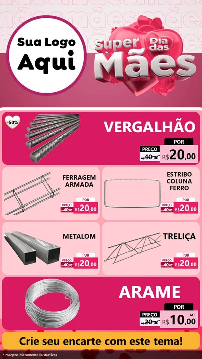 Modelo de TV para TV Vertical com o tema Super Dia Das Mães para Ferragens