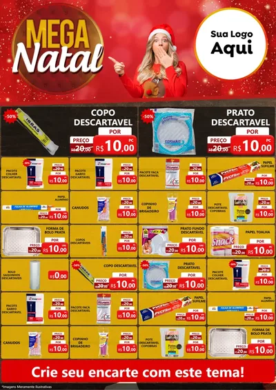 Modelo de Encarte para Encarte A4 Vertical com o tema Mega Natal para Embalagens