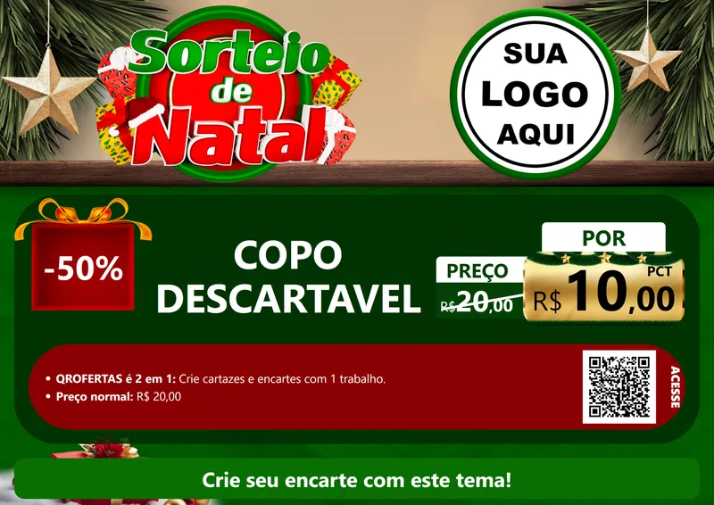 Modelo de Cartaz para Cartaz A4 Horizontal com o tema Sorteio de Natal para Embalagens