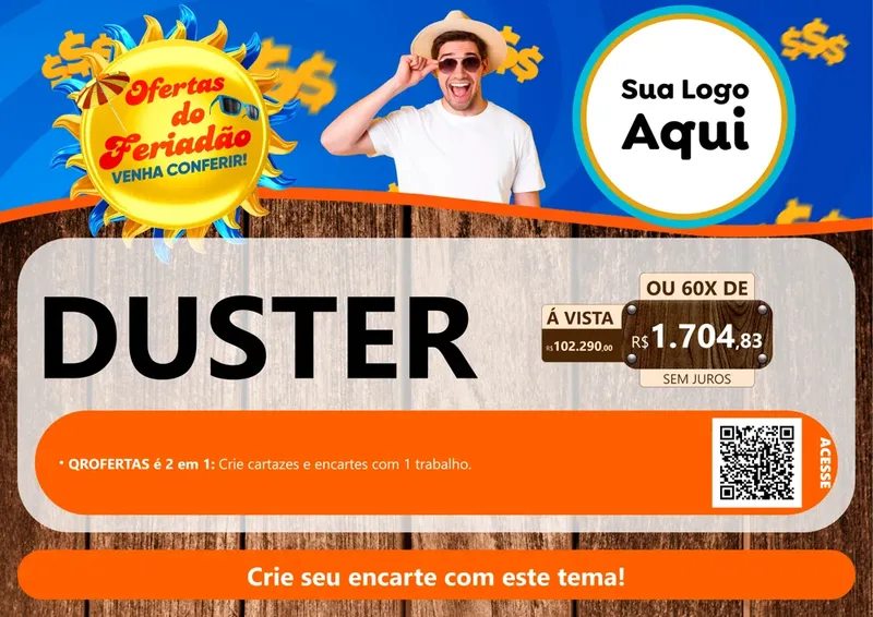 Modelo de Cartaz para Cartaz A4 Horizontal com o tema Ofertas do Feriadão para Concessionaria de Carros
