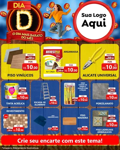 Modelo de Rede Social para Feed Instagram com o tema Dia D - O Dia Mais Barato Do Mês para Material para Construção
