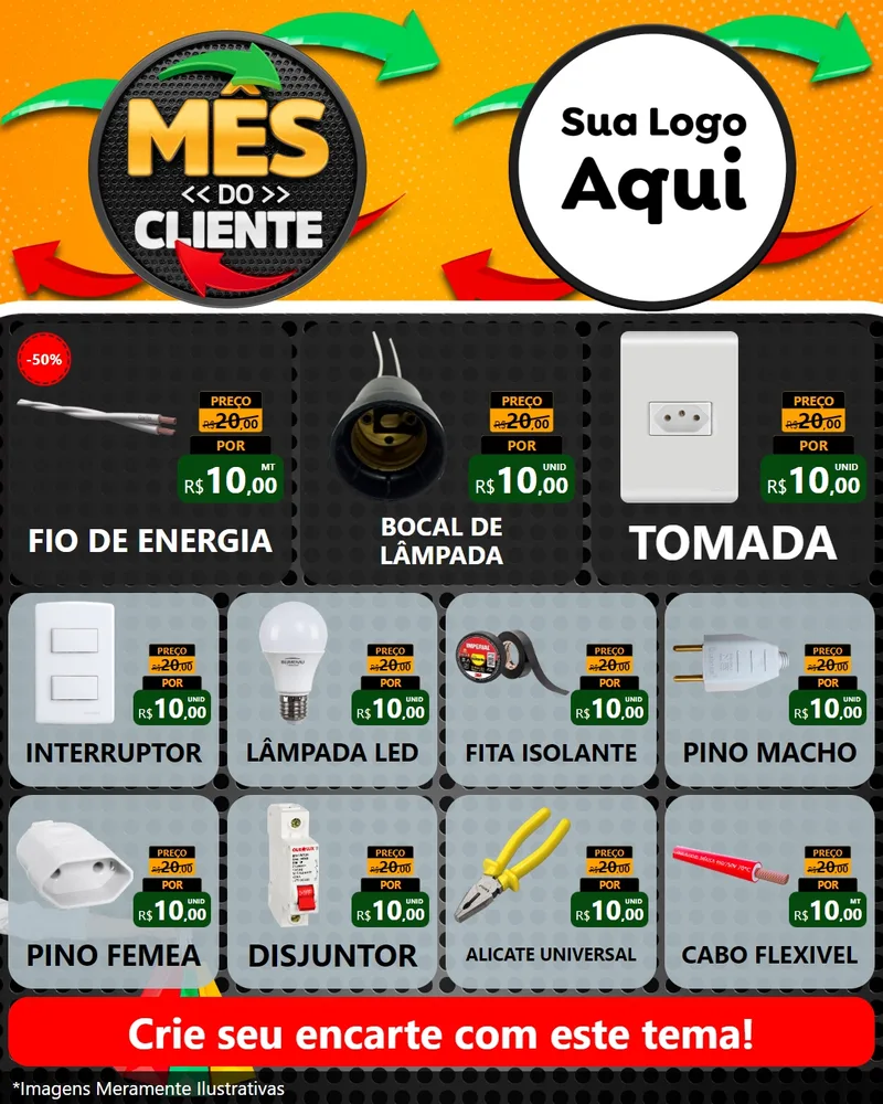 Modelo de Rede Social para Feed Instagram com o tema Mês do Cliente para Materiais Elétricos