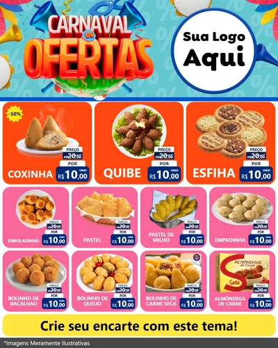 Modelo de Rede Social para Feed Instagram com o tema Carnaval de Ofertas para Salgadaria