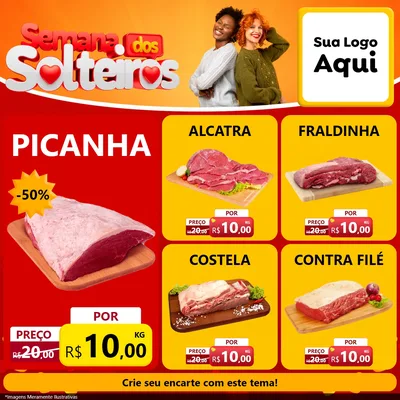 Modelo de Rede Social para Feed Facebook com o tema Semana dos Solteiros para Açougue