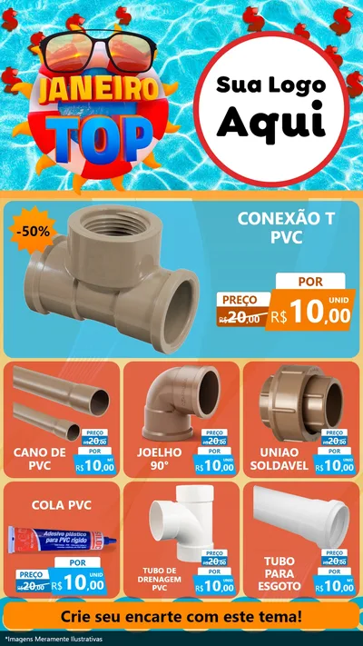 Modelo de Rede Social para Stories com o tema Janeiro Top para Tubos e conexões