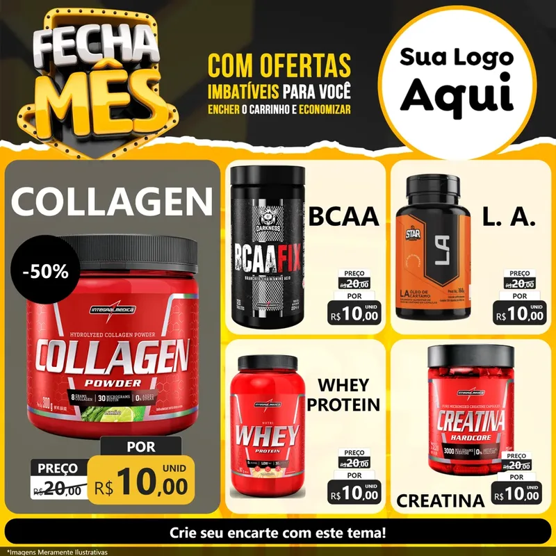 Modelo de Rede Social para Feed Facebook com o tema Fecha Mês para Suplementos alimentares