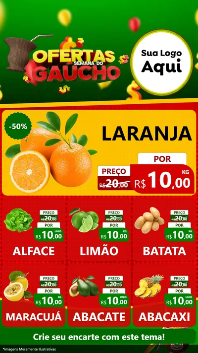 Modelo de Rede Social para Stories com o tema Ofertas Semana Do Gaúcho para Hortifrúti