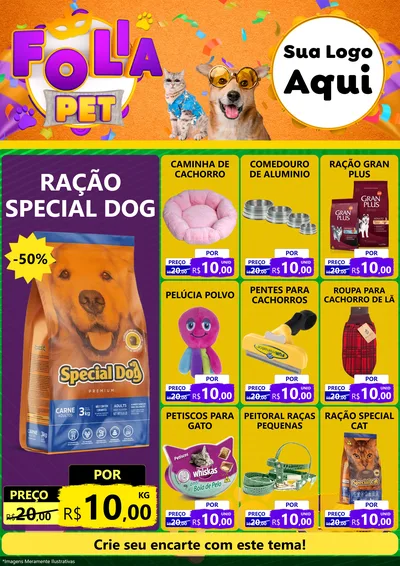 Modelo de Encarte para Encarte A4 Vertical com o tema Folia Pet para Pet Shop