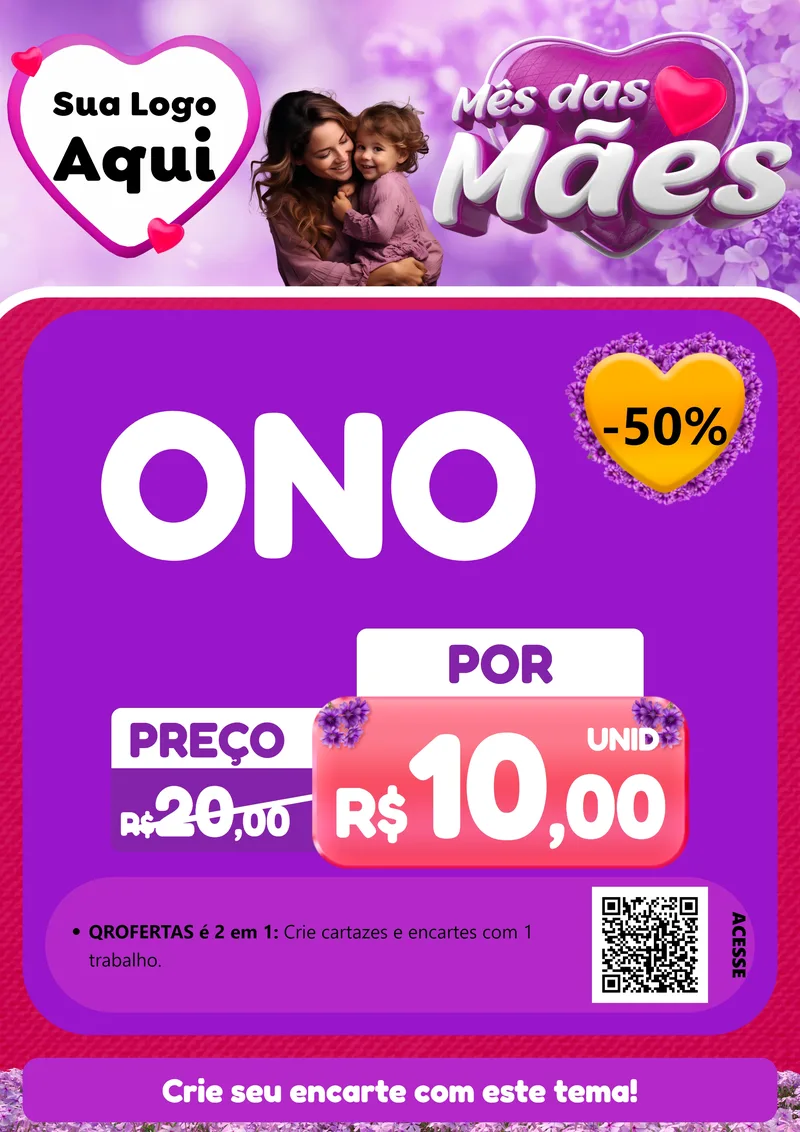 Modelo de Cartaz para Cartaz A4 Vertical com o tema Mês das Mães para Óticas